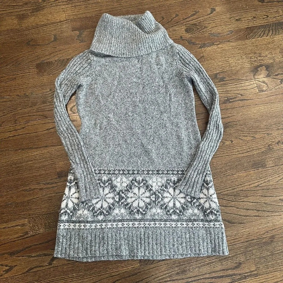 Abercrombie & Fitch Large Turtleneck Sweater Gray and White Marled Large M0467 - Picture 1 of 8
